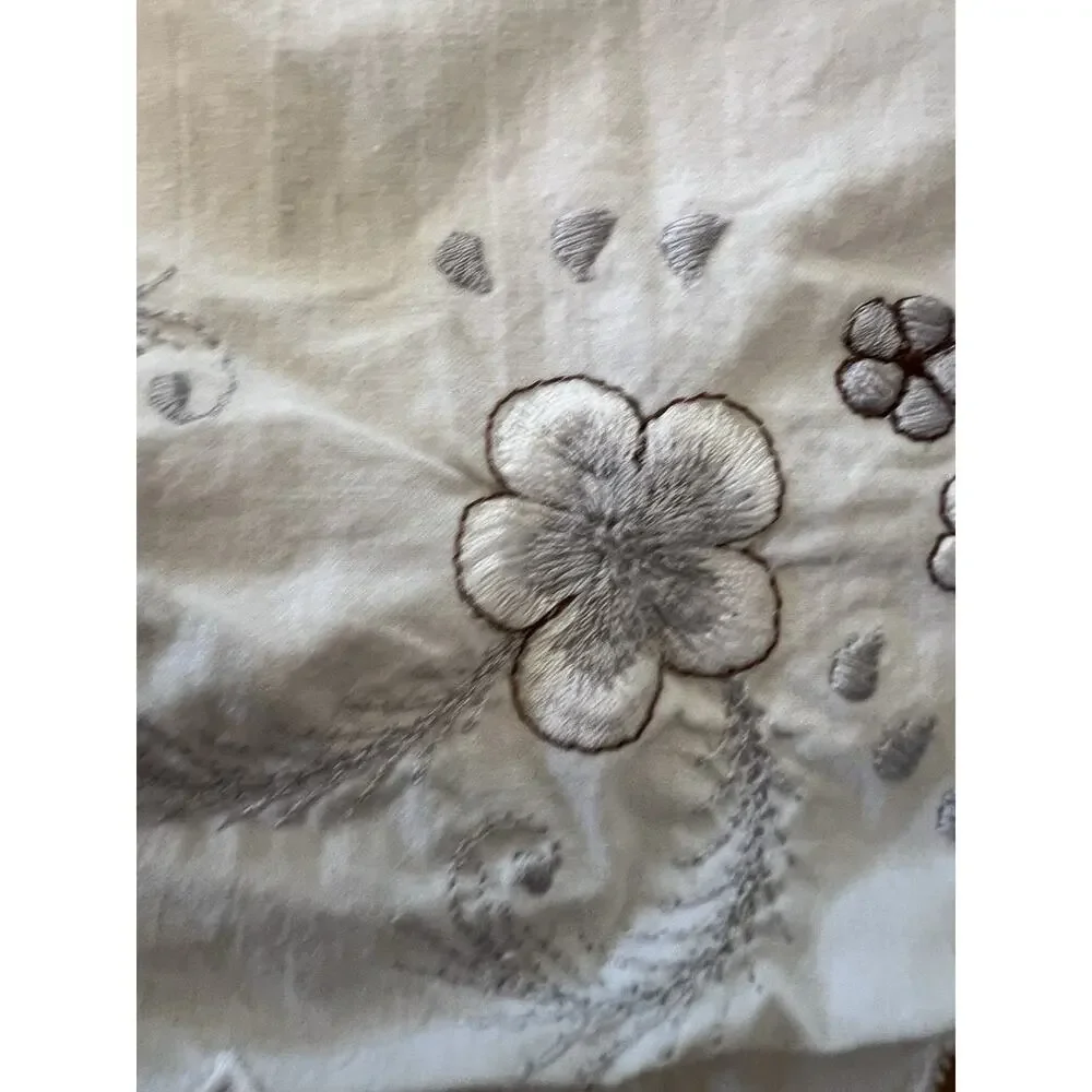 3PC Vintage JC Penney Full Sheet Set Floral Embroidered Butterfly Flower Cottage
